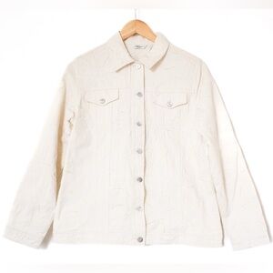 Laura Ashley | Vintage 90's/00’s Floral Embroidered Cream Beaded Jacket | Size M